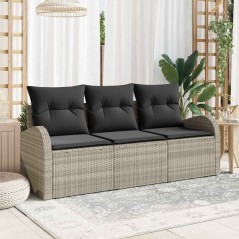 vidaXL Set di divani da giardino a 3 pezzi con cuscini in rattan sintetico grigio chiaro