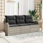 vidaXL Set di divani da giardino a 3 pezzi con cuscini in rattan sintetico grigio chiaro