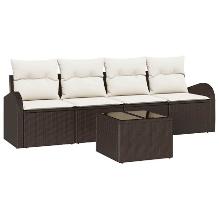 vidaXL Set di Divani da Giardino di 5 pezzi con cuscini Marrone Polyrattan