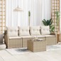 vidaXL Set di Divani da Giardino 5 Pezzi con Cuscini Beige in Polyrattan