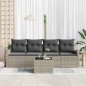 vidaXL Set Divani Giardino 5 Pezzi con Cuscini Grigio Chiaro Polirattan