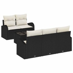 vidaXL Set Divano da Giardino 6 Pezzi con Cuscini Nero Polyrattan