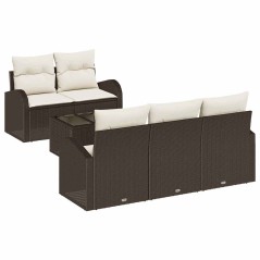vidaXL Set Divano da Giardino 6 Pezzi con Cuscini Marrone Polyrattan