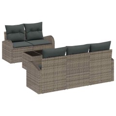 vidaXL Set Divano Giardino 6 Pezzi con Cuscini Grigio in Rattan Sintetico