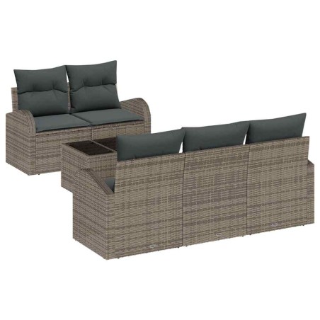 vidaXL Set Divano Giardino 6 Pezzi con Cuscini Grigio in Rattan Sintetico