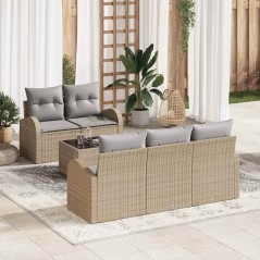 vidaXL Set di divani da giardino a 6 pezzi con cuscini beige in polyrattan