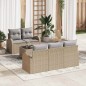 vidaXL Set di divani da giardino a 6 pezzi con cuscini beige in polyrattan