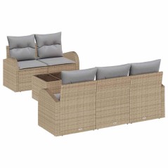 vidaXL Set di divani da giardino a 6 pezzi con cuscini beige in polyrattan