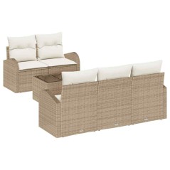 vidaXL Set di divani da giardino 6 Pezzi con cuscini Beige Rattan