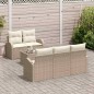 vidaXL Set di divani da giardino 6 Pezzi con cuscini Beige Rattan