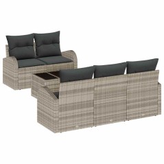 vidaXL Set divani giardino 6 pezzi con cuscini grigio chiaro polyrattan