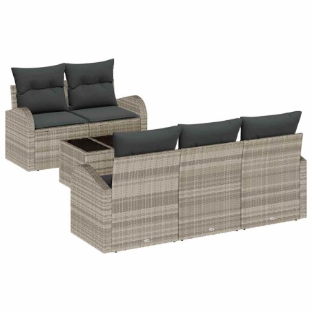 vidaXL Set divani giardino 6 pezzi con cuscini grigio chiaro polyrattan