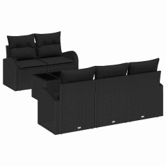 vidaXL Set di divani da giardino 6 pezzi con cuscini neri in polyrattan