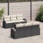 vidaXL Set divani giardino 7 pezzi con cuscini neri in polyrattan