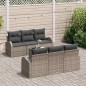 vidaXL Set Divano da Giardino 7 Pezzi con Cuscini Rattan Poliestere Grigio