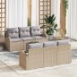 vidaXL Set di Divani da Giardino con Cuscini 7 Pezzi Beige Polyrattan