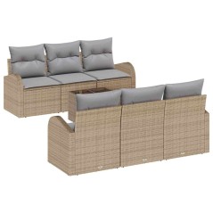 vidaXL Set di Divani da Giardino con Cuscini 7 Pezzi Beige Polyrattan