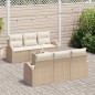 vidaXL Set Divano da Giardino 7 Pezzi con Cuscini Beige Rattan Polietileno