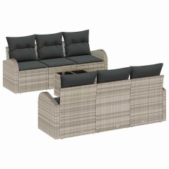 vidaXL Set Divano Giardino 7 Pz con Cuscini Grigio Chiaro Rattan Sintetico