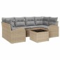 vidaXL Set Divano da Giardino di 7 Pezzi con Cuscini Beige in Rattan Poliestere