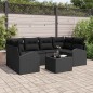 vidaXL Set Divano da Giardino 7 Pezzi con Cuscini Nero Polyrattan