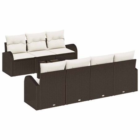 vidaXL Set di divani da giardino 8 pezzi con cuscini Marrone Rattan