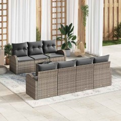 vidaXL Set divani giardino con cuscini 8 pezzi grigio polyrattan