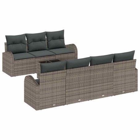 vidaXL Set divani giardino con cuscini 8 pezzi grigio polyrattan