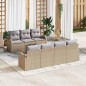 vidaXL Set di divano da giardino 8 pezzi con cuscini Beige Poly Rattan