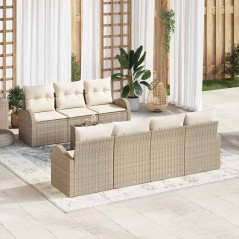 vidaXL Set di Sofà da Giardino 8 Pezzi con Cuscini Beige in Polyrattan