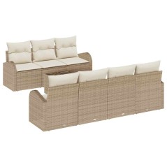 vidaXL Set di Sofà da Giardino 8 Pezzi con Cuscini Beige in Polyrattan
