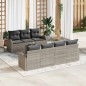 vidaXL Set divani giardino 8 pezzi con cuscini grigio chiaro in polyrattan