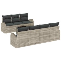 vidaXL Set divani giardino 8 pezzi con cuscini grigio chiaro in polyrattan
