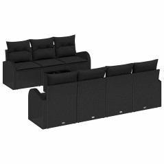 vidaXL Set di 8 Divani da Giardino con Cuscini Nero Polyrattan