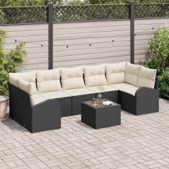 vidaXL Set Divano Giardino 8 Pezzi con Cuscini Nero Polyrattan