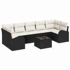 vidaXL Set Divano Giardino 8 Pezzi con Cuscini Nero Polyrattan