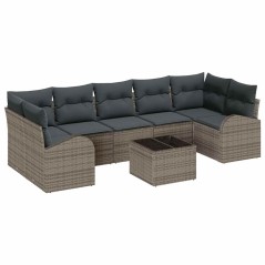 vidaXL Set Divano da Giardino 8 Pezzi con Cuscini Grigio Polirattan