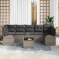 vidaXL Set Divano da Giardino 8 Pezzi con Cuscini Grigio Polirattan