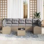 vidaXL Set di Divani da Giardino 8 Pezzi con Cuscini Beige in Polyrattan