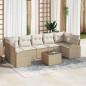 vidaXL Set Divano da Giardino 8 Pezzi con Cuscini Beige Poly Rattan