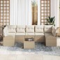 vidaXL Set Divano da Giardino 8 Pezzi con Cuscini Beige Poly Rattan
