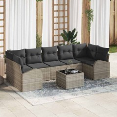 vidaXL Set divani da giardino 8 pezzi con cuscini grigio chiaro in rattan sintetico