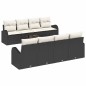 vidaXL Set di Divani da Giardino 9 Pezzi con Cuscini Nero Polyrattan