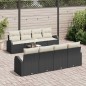 vidaXL Set di Divani da Giardino 9 Pezzi con Cuscini Nero Polyrattan