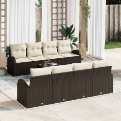 vidaXL Set di divani da giardino 9 pezzi con cuscini marroni in polyrattan