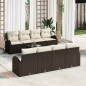 vidaXL Set di divani da giardino 9 pezzi con cuscini marroni in polyrattan