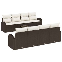 vidaXL Set di divani da giardino 9 pezzi con cuscini marroni in polyrattan