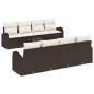 vidaXL Set di divani da giardino 9 pezzi con cuscini marroni in polyrattan