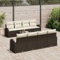 vidaXL Set di divani da giardino 9 pezzi con cuscini marroni in polyrattan