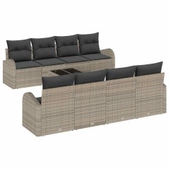 vidaXL Set di Divani da Giardino 9 Pezzi con Cuscini Grigi in Rattan Sintetico